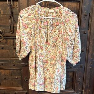 Dylan Floral Blouse - Pink and Cream